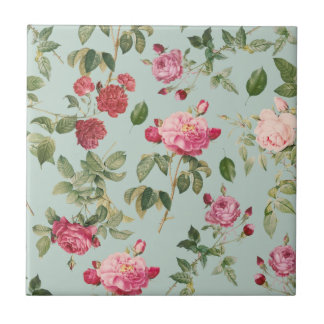 Modern Farmhouse Pink Floral Rose Tile