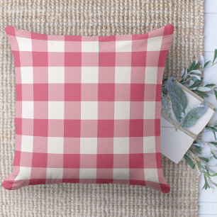 Modern Farmhouse Pink & White Buffalo Plaid Couch Cushion