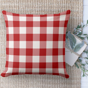 Modern Farmhouse Red & White Buffalo Plaid Couch Cushion