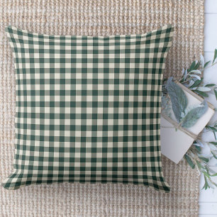 Modern Farmhouse Rug Green & White Gingham Area Cushion