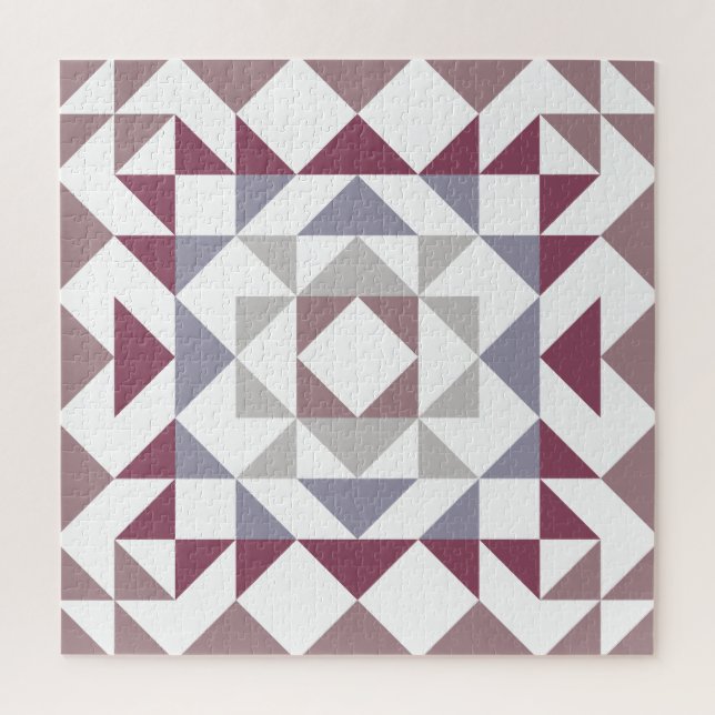 Modern Farmhouse Rustic Dusty Mauve Quilt Block  Jigsaw Puzzle (Vertical)