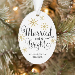 Modern Farmhouse simple married & bright newlywed Ornament