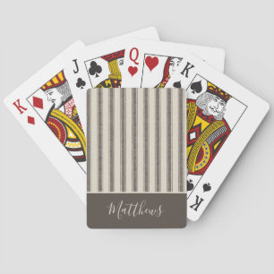 Modern Farmhouse Style Personalised Ticking  Playing Cards