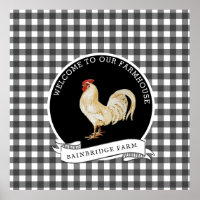 Modern Farmhouse Style Rooster Plaid 