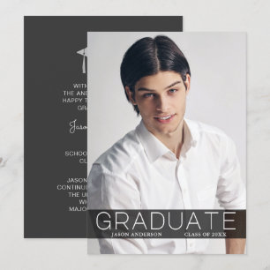 Modern Fashion 1 Photo Graduate Announcement Card