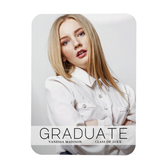 Modern Fashion 1 Photo Graduate Announcement Magnet (Vertical)