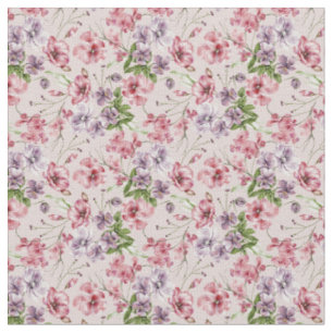 Modern fashion art watercolor flowers cute pink fabric