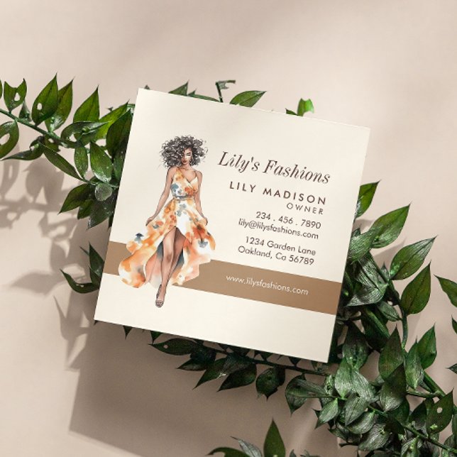Modern Fashion Boutique Professional Square Business Card (Make an impact with these professional business cards, showcasing your brand and credibility.)
