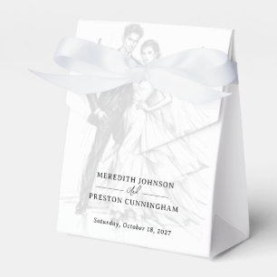 Modern Fashion Charcoal Sketch Couple Wedding Favour Box