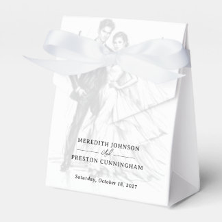 Modern Fashion Charcoal Sketch Couple Wedding Favour Box