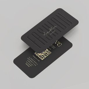 Modern Fashion Designer Monogram Black Gold Business Card