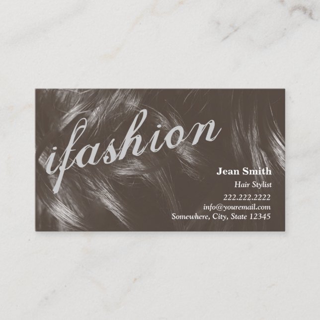 Modern Fashion Hair Stylist Business Card (Front)