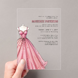 Modern Fashion School Fashion Designer Graduation Acrylic Invitations