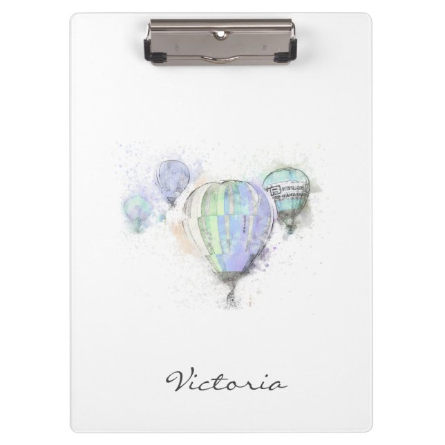 Modern Fashionable Trendy Blue . Add Your Name Clipboard (Front)