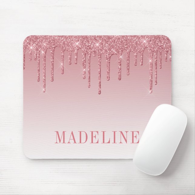 Modern Fashionable Trendy Dusty Pink Glitter Mouse Mat (With Mouse)
