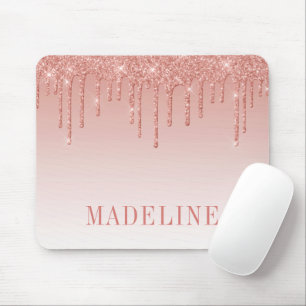 Modern Fashionable Trendy Glitter Rose Gold Mouse Mat
