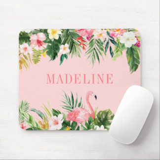 Modern Fashionable Watercolor Tropical Floral Mouse Mat