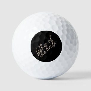 Modern Father of the Bride Beige + Black Script Golf Balls