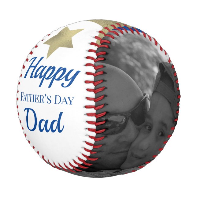 Modern Fathers Day Dad Photo Stars Baseball (Angled)