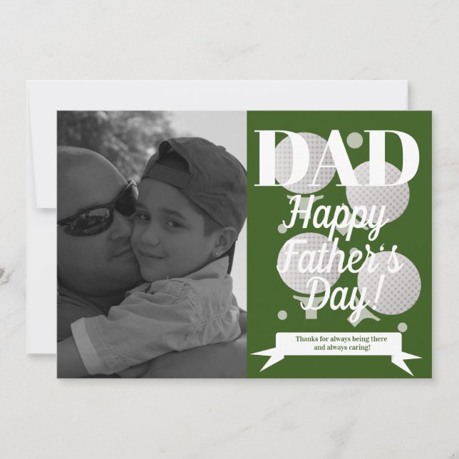 Modern Fathers Day Golf and Tee Photo Card (Front)