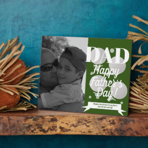 Modern Fathers Day Golf and Tee Photo Plaque