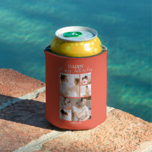 Modern   Fathers Day Photo Collage Can Cooler