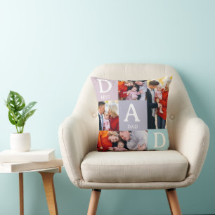 Modern Father's Day Photo Collage  Cushion