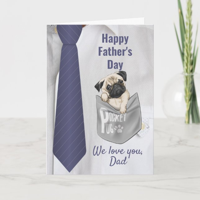 Modern father's day pocket necktie for dog lovers holiday card (Front)