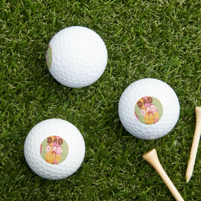 Modern Fathers Day Retro Pattern Dad Message Golf Balls (Insitu Grass)