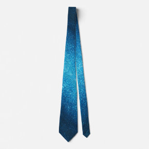 Modern Father's Day Wedding Blue Glitter Sparkles Tie