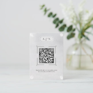 Modern Faux Acrylic Wedding Website QR Code Enclosure Card