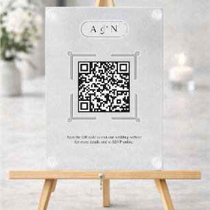 Modern Faux Acrylic Wedding Website QR Code Enclosure Card