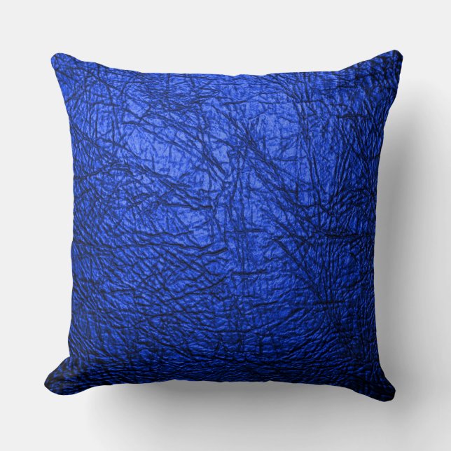  Modern Faux Blue Leather Texture Cushion (Front)