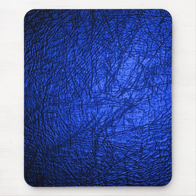  Modern Faux Blue Leather Texture Mouse Mat (Front)