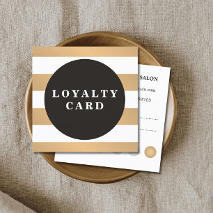 Modern Faux Copper Stripes Grey Loyalty Card