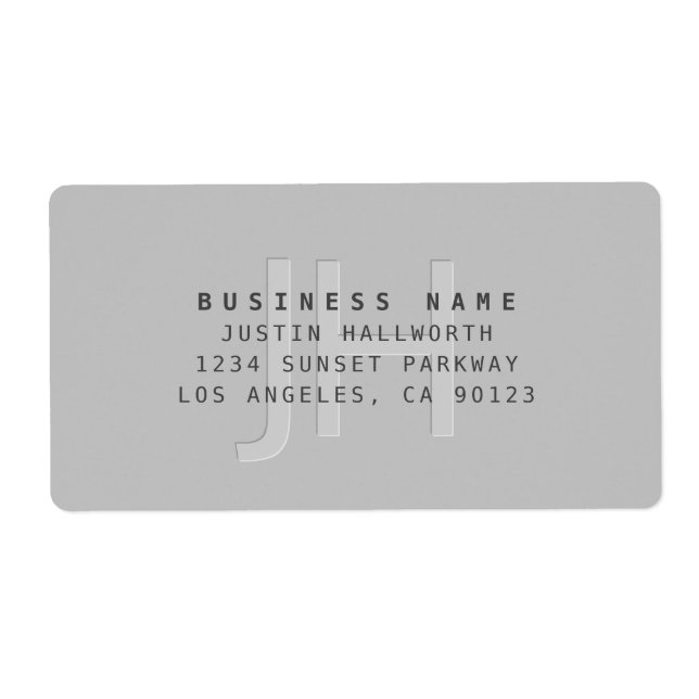 Modern Faux Embossed Monogrammed Business Address (Front)