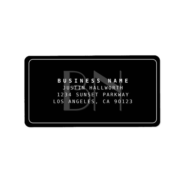 Modern Faux Embossed Monogrammed Business Address  Label (Front)