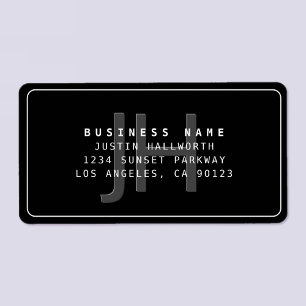 Modern Faux Embossed Monogrammed Business Address Label