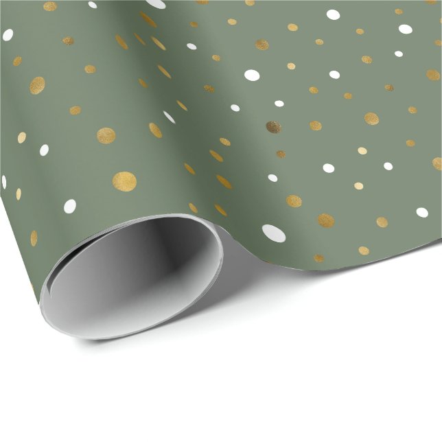 Modern Faux Foil Dots Christmas Holiday Gift Wrapping Paper (Roll Corner)