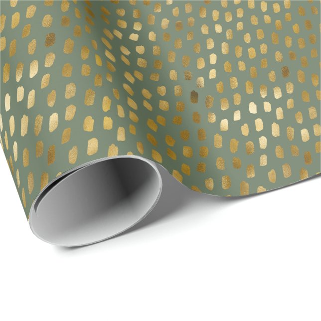Modern Faux Foil Dots Christmas Holiday Gift Wrapping Paper (Roll Corner)