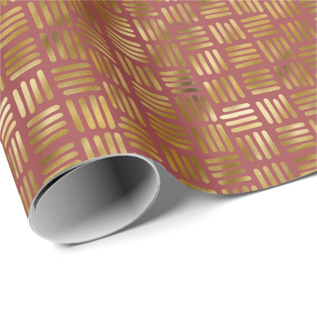 Modern Faux Foil Lines | Christmas Holiday Wrapping Paper (Roll Corner)