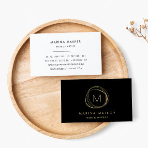 Modern Faux Gold Abstract Circle Logo Business Card
