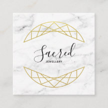 Modern Faux Gold and Marble Square Business Card