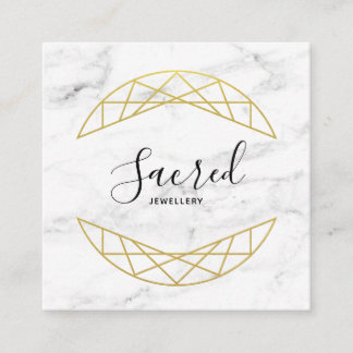 Modern Faux Gold and Marble Square Business Card
