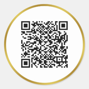 Modern Faux Gold and White QR Code Classic Round Sticker