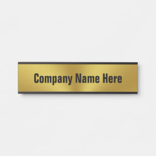 Modern Faux Gold Black Text Business Office Door Sign