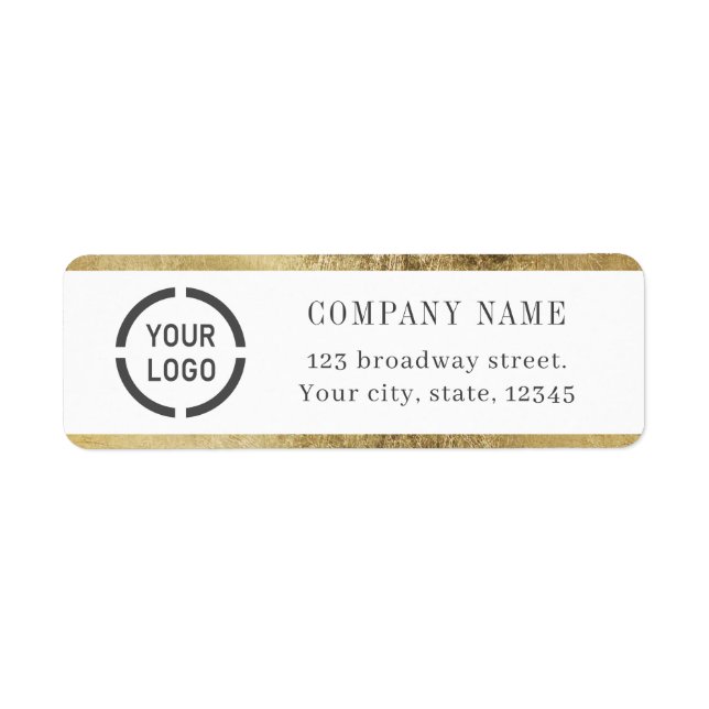 Modern faux gold border logo return address label (Front)