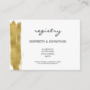 Modern Faux Gold Brushstroke Wedding Registry Card