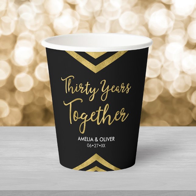 Modern Faux Gold Chevron 30th Anniversary Party Paper Cups (Creator Uploaded)