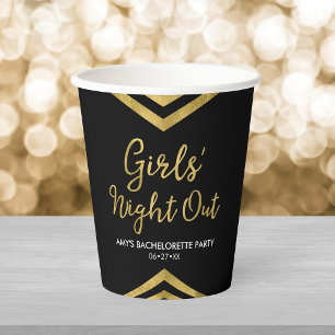 Modern Faux Gold Chevron Girls' Night Out Paper Cups